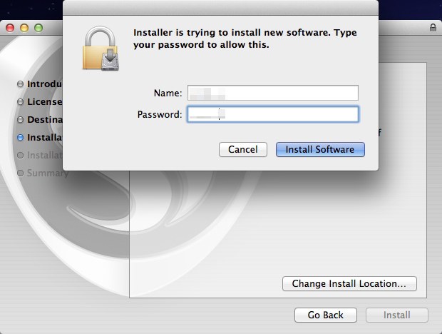 Enter user name and password