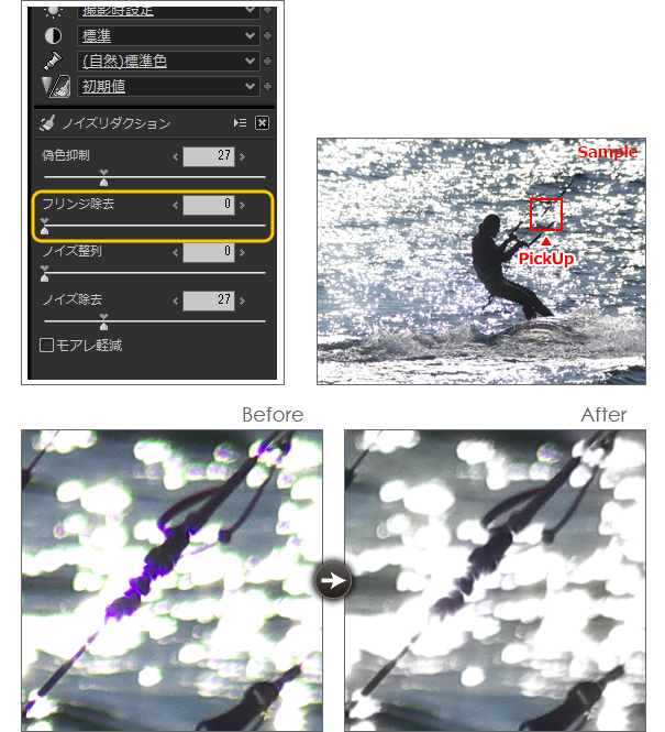 作例：水面の影響によるフリンジ